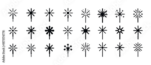 Set of 24 unique sparkler icon designs for celebration and festivity