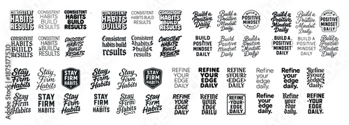 Inspirational motivational quotes about habit building and positive mindset