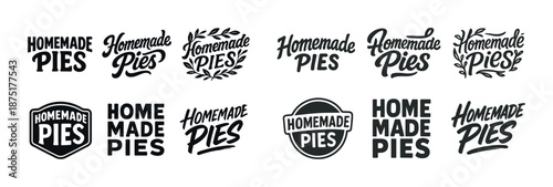 Assorted homemade pies logo designs with decorative typography and elements