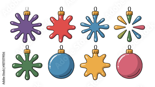 Festive Ornaments: A vibrant display of colorful ornaments ready to adorn a tree and bring holiday cheer, creating a cheerful atmosphere.