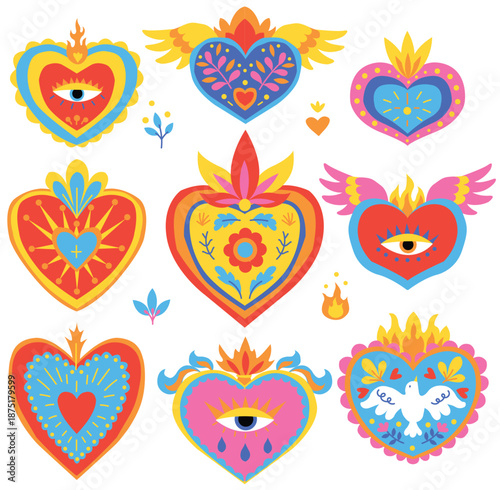 traditional mexican hearts set