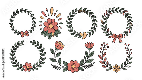 Floral Wreath Collection: An exquisite collection of floral wreaths, each one meticulously crafted and bursting with the vibrancy of nature, offers a diverse array of design possibilities.