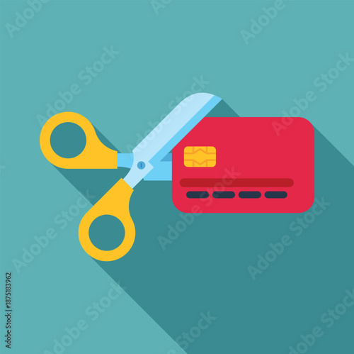 Scissors cutting a credit card, symbolizing debt elimination and financial control
