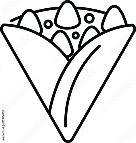 Crepe filled with berries and fruit, a sweet snack food