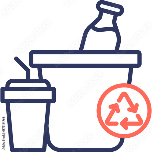 Plastic Waste line color icon
