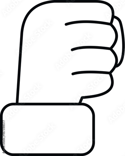 Clenched fist representing power, protest, unity, and determination on white background