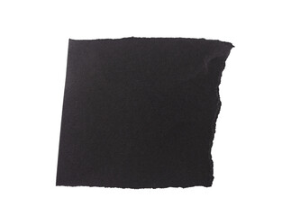 Torn black paper square with matte surface, soft texture, and uneven teared edges. Minimal abstract