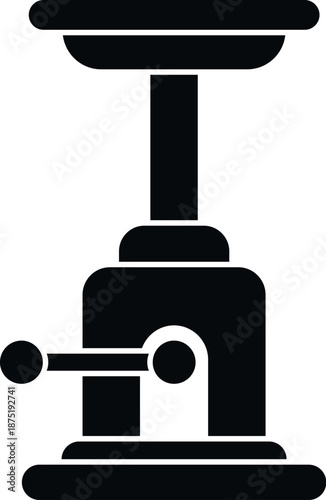 Hydraulic car jack elevating automobiles in service garage