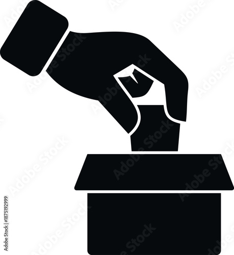 Hand inserting ballot paper into a vote box, symbolizing election and democracy