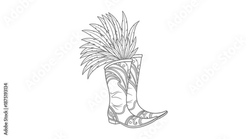 Detailed drawing of a cowboy boot.