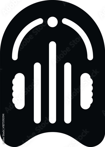 Stylized kickboard in black and white, useful for learning to swim