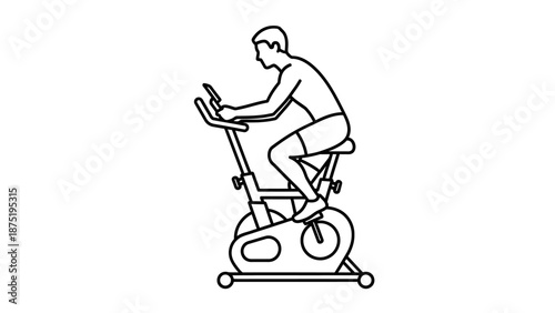 Man Riding Exercise Bike Equipment.