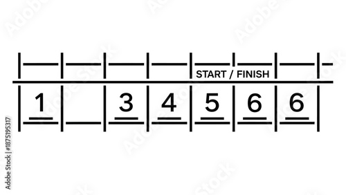 Finish line with numbered boxes.