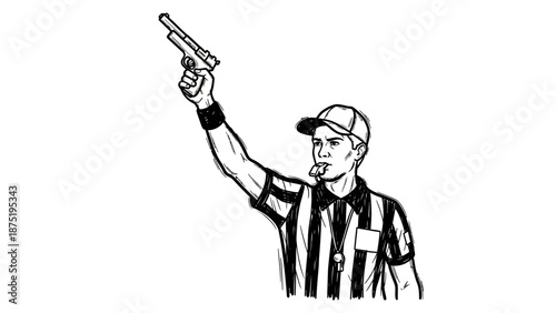 Referee holding yellow card penalty.