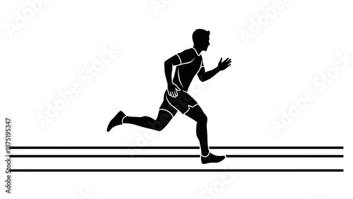 Man Running on a Track Fast.