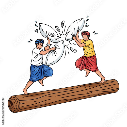 Sinhala Traditional Awurudu Sri Lanka Pillow Fighting Festival Celebrated with Joy and Merriment