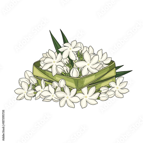 Sinhala Traditional Awurudu Sri Lanka Aromatic Jasmine Flowers in a Handcrafted Container