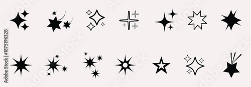 Star icon. Stars in modern simple flat style. Stars collection. Star vector icons. Black set of Stars, isolated on transparent background.