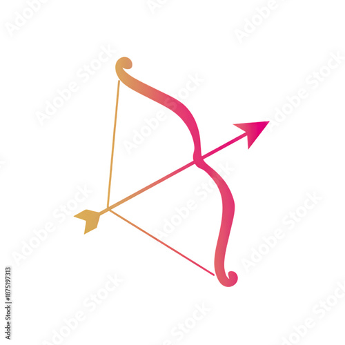Stylized Pink and Gold Gradient Cupid’s Bow and Arrow Icon