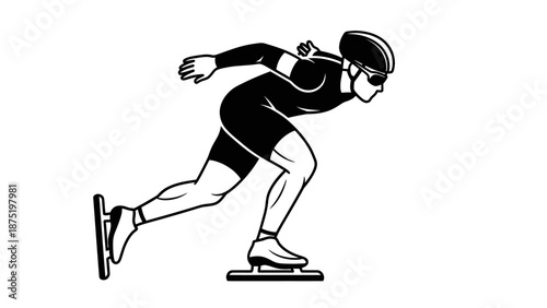 Man skating on ice rink fast.