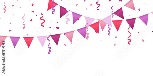 Vector illustration of a pink party flag background for a celebration.