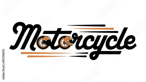 A stylized logo of a motorcycle with orange accents on a white background