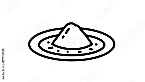 Pile of sugar on a plate simple outline icon for food and drink concepts isolated on white