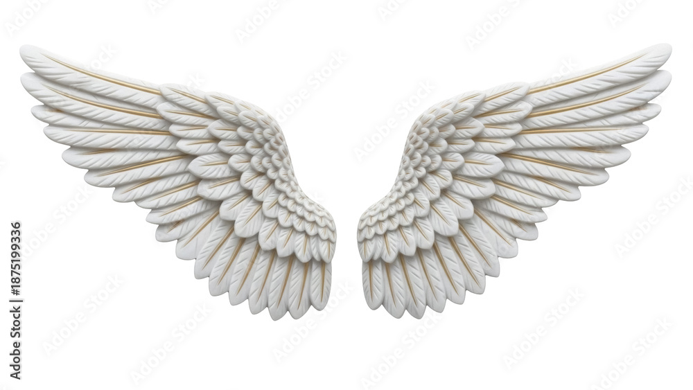 Obraz premium Elegant angel wings PNG isolated on transparent background, heavenly feathered wings for graphic design and spiritual concepts