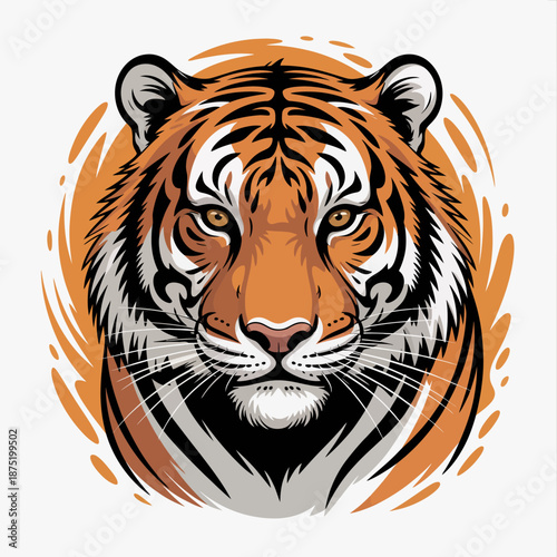 This stunning illustration features a bold tiger with intense eyes and contrasting stripes, capturing the raw beauty and power of this magnificent creature in an artistic style.