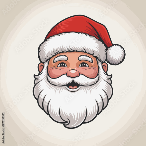 A cheerful Santa Claus with a red hat and fluffy beard smiles warmly, embodying the spirit of Christmas, joy, and festive celebrations, perfect for holiday-themed uses.