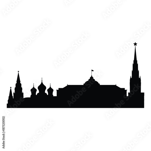 moscow city skyline silhouette with famous landmarks and towers
