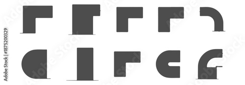 Professional Architectural Silhouette Stair and Ramp CAD Drawings - Solid Black Technical Symbols for Building Circulation