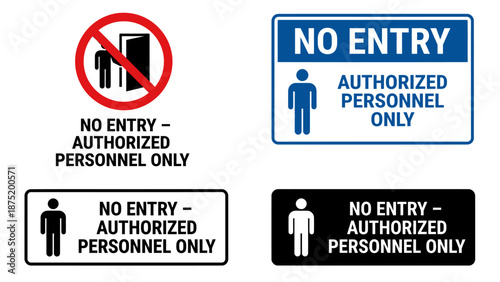 No Entry Authorized Personnel Only Office Safety Sign - Flat Vector