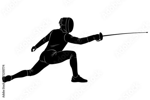 Silhouette of a fencer in a lunging position, showcasing the dynamic movement and athleticism of the sport