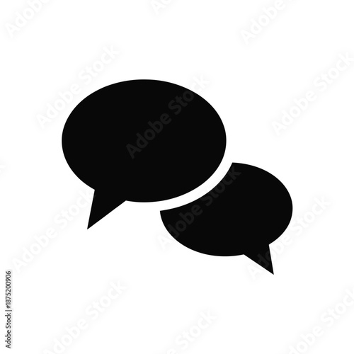Two black speech bubbles on a white background for conversation