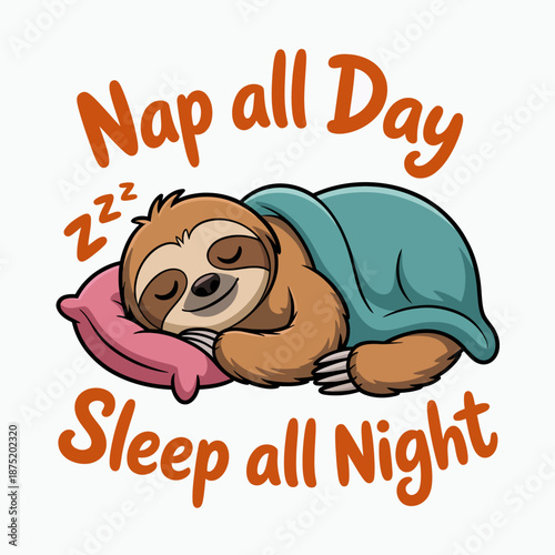 An adorable sloth depicted in a cozy nap scene, highlighting themes of rest, relaxation, and contentment with a cute aesthetic that brings joy and warmth.