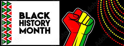 Black History Month Banner. Web Banner with Black History Month Bold Text Isolate on Black Background. Black History Month Vector Banner Design Template With Copy Space