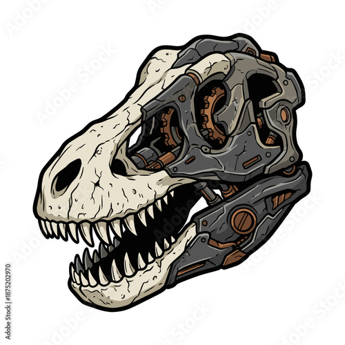 Mecha Dino Hybrid Skull Artwork