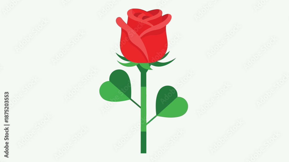 Obraz premium A vibrant solitary red bloom with charming heart-shaped foliage symbolizing affection and natural