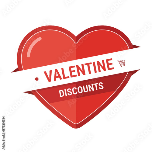 Captivating red heart shaped graphic offering exclusive Valentine's Day shopping discounts and