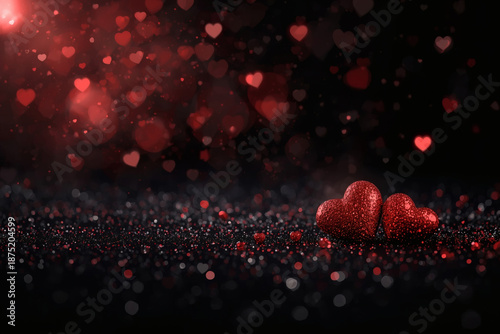 Valentines day concept. Valentine's day background with glitter hearts. Hearts as background.