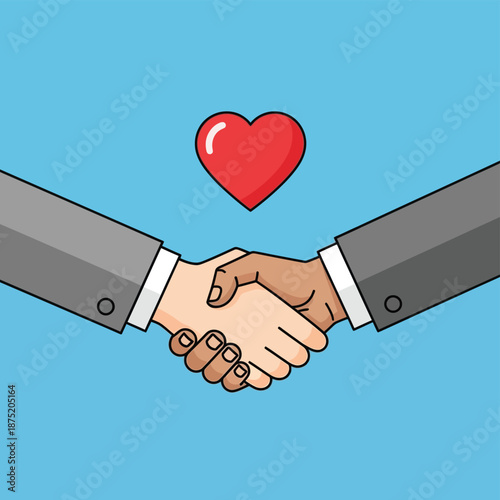 Global partnership handshake with diverse hands expressing unity and heartfelt connection