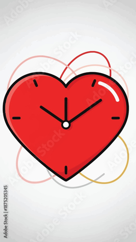 Stylized red heart clock illustration symbolizing the passage of emotional time and personal