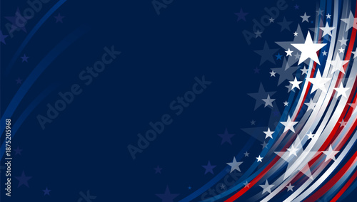 Abstract USA background design of line gradient and star 4th of july independence day banner vector illustration