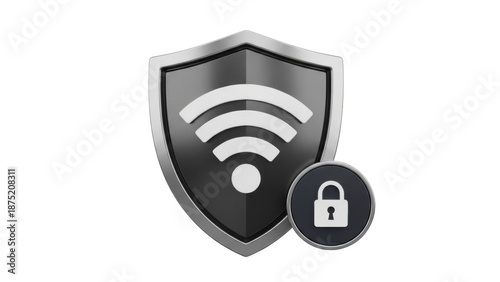 Fotografia Secure WiFi shield PNG isolated on transparent background, wireless network prot