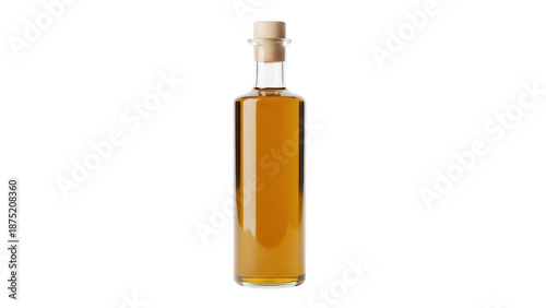 Fotografie Golden olive oil in a clear glass bottle isolated PNG, gourmet cooking ingredien