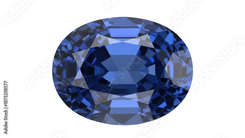 Tableau sur toile Oval blue sapphire gemstone isolated PNG, faceted precious stone for jewelry des