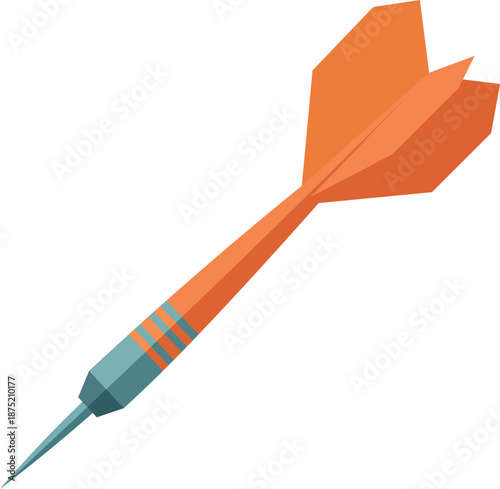 Orange and teal gradient dart with pointed tip and feathered tail