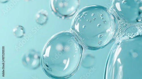 Clean Water Bubbles on Light Blue Background