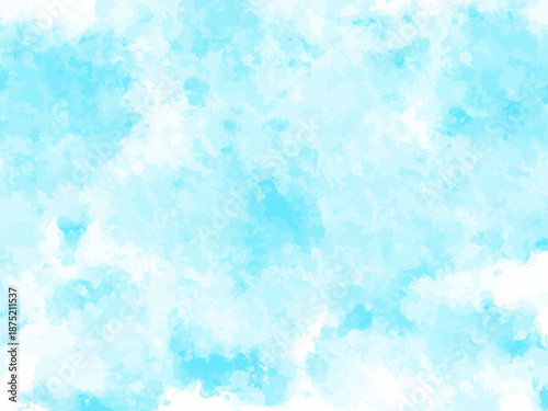 淡いスカイブルーの水彩にじみが広がる爽やかな抽象背景テクスチャ 清潔感のあるデザイン向け ベクター非透過素材/Light Sky Blue Watercolor Wash Abstract Background Texture with Soft Bleed for Clean and Fresh Design Vector Illustration
